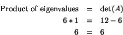 product of eigenvalues
