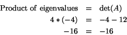 product of eigenvalues